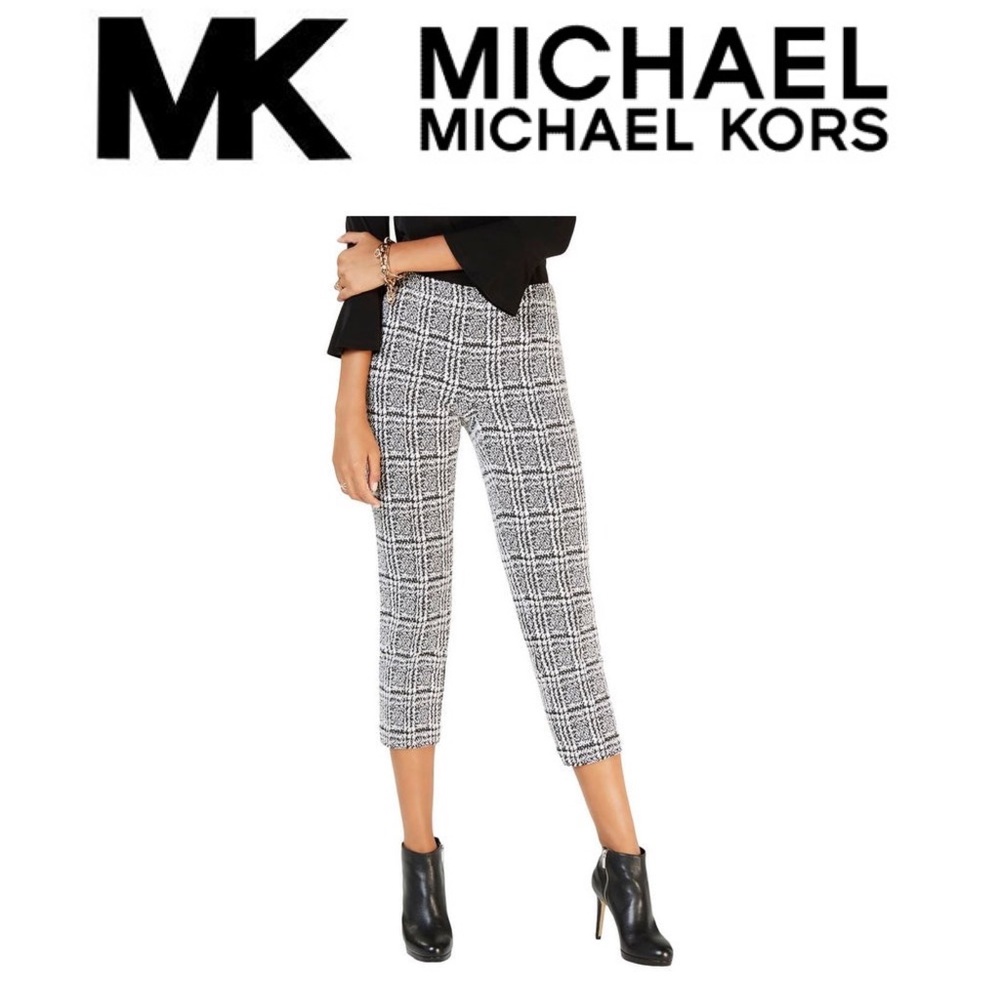 Michael Kors Pull On Plaid Trousers
